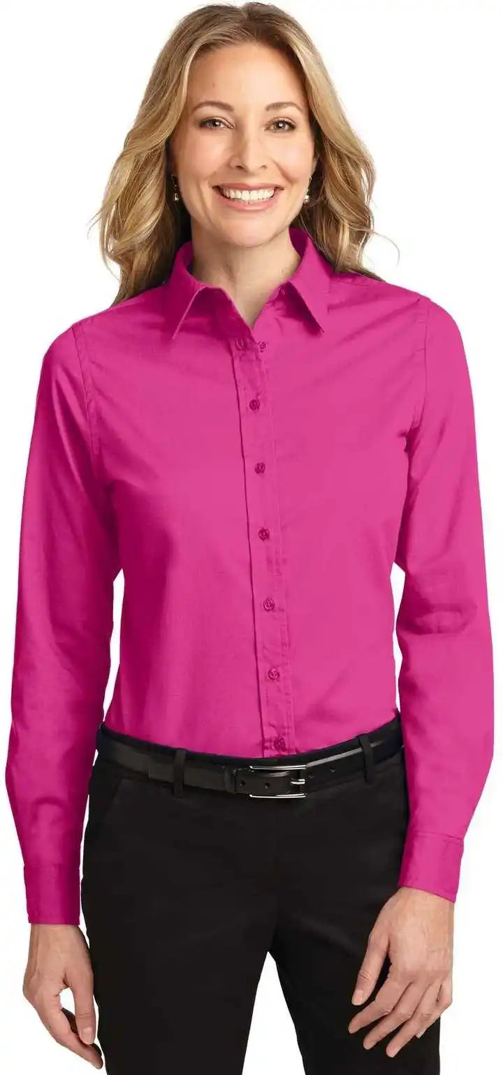 Port Authority L608 Ladies Long Sleeve Easy Care Shirt - Tropical Pink