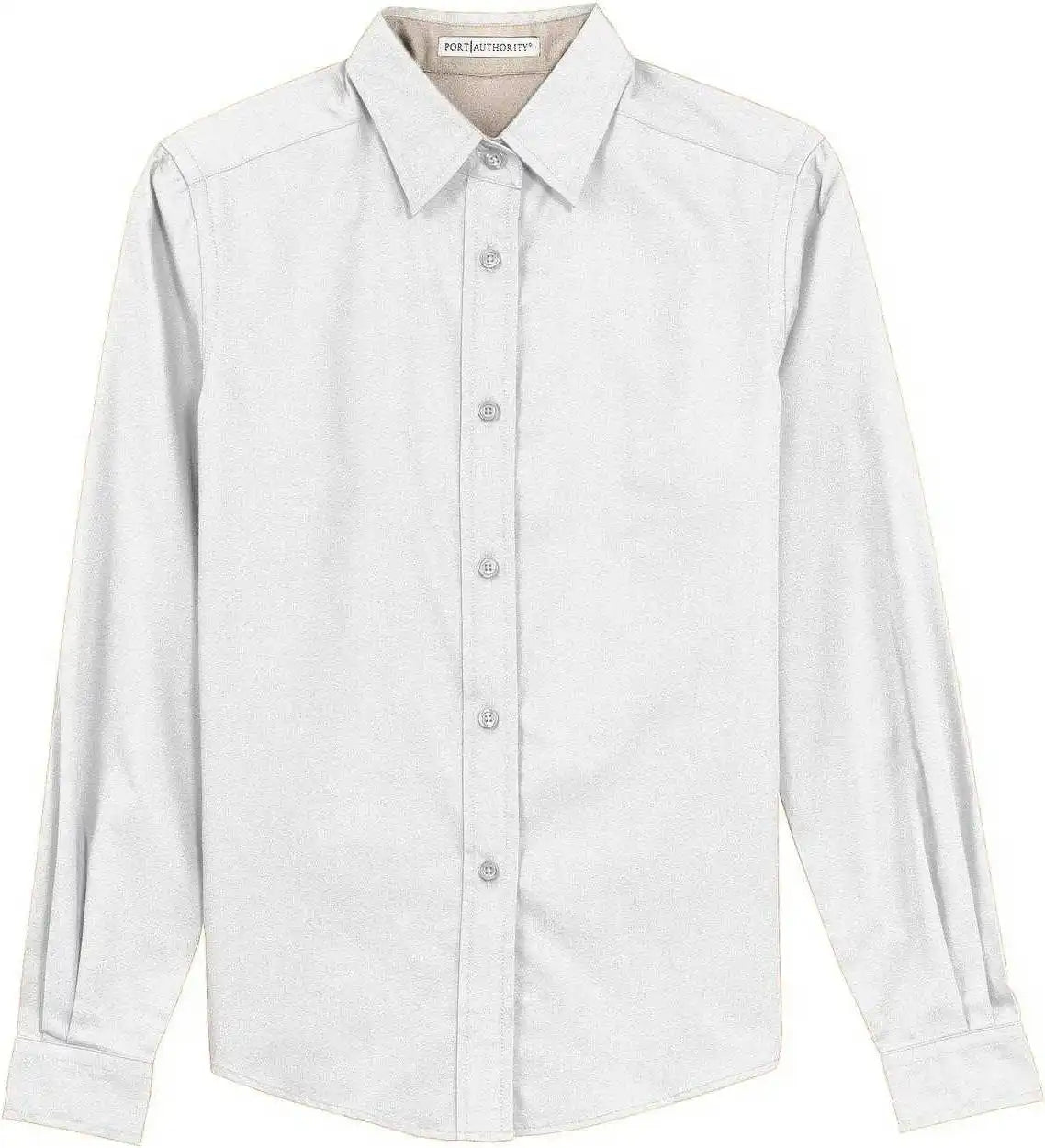 Port Authority L608 Ladies Long Sleeve Easy Care Shirt White Light Stone