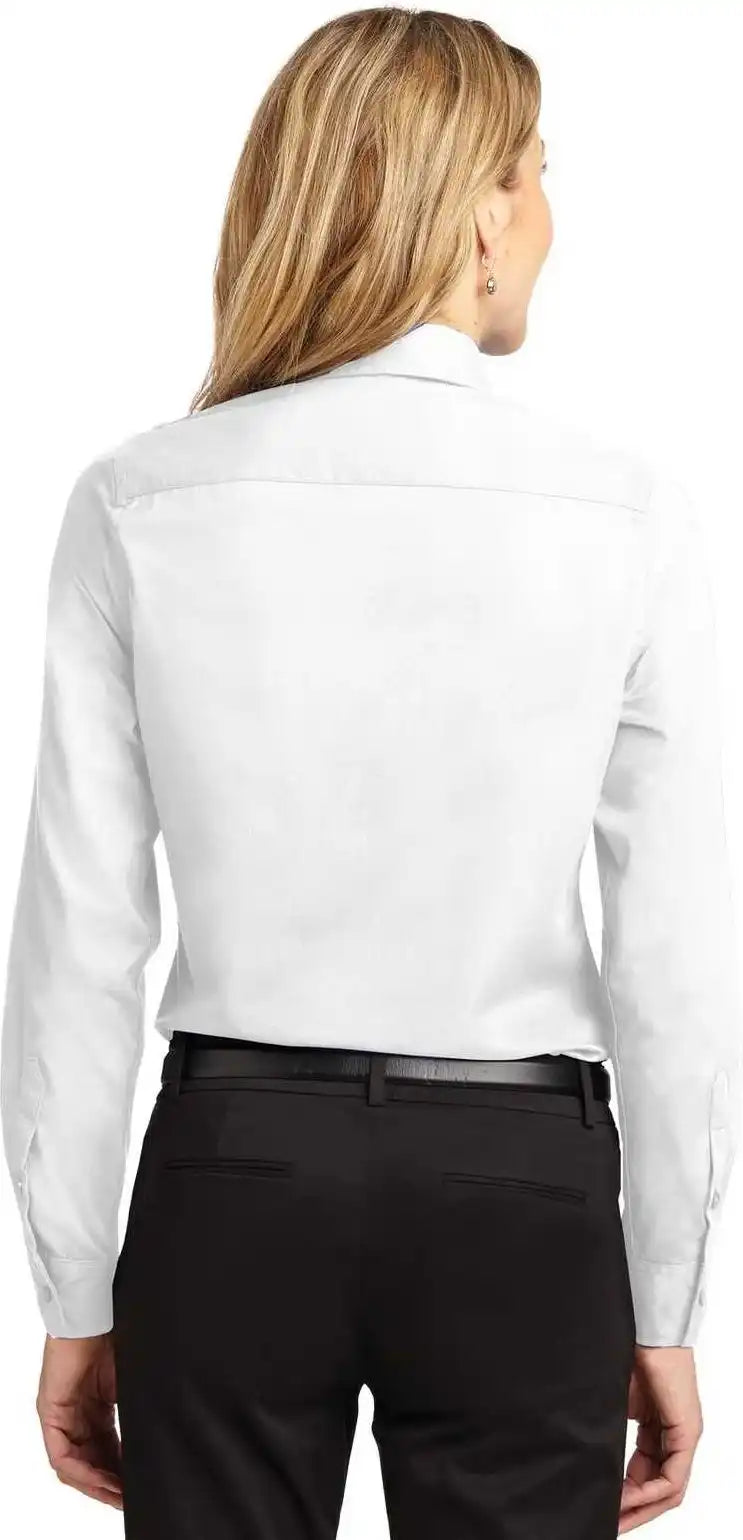 Port Authority L608 Ladies Long Sleeve Easy Care Shirt White Light Stone