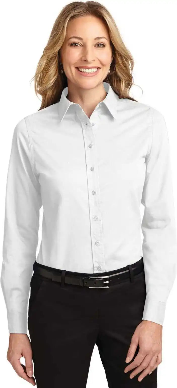 Port Authority L608 Ladies Long Sleeve Easy Care Shirt - White Light Stone