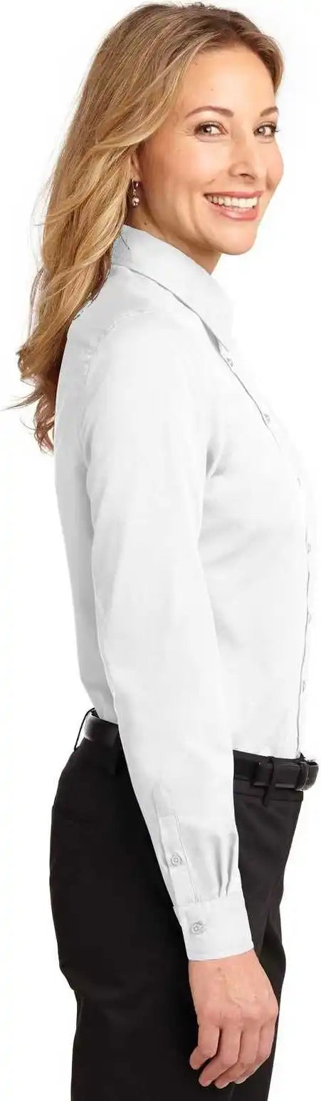 Port Authority L608 Ladies Long Sleeve Easy Care Shirt White Light Stone