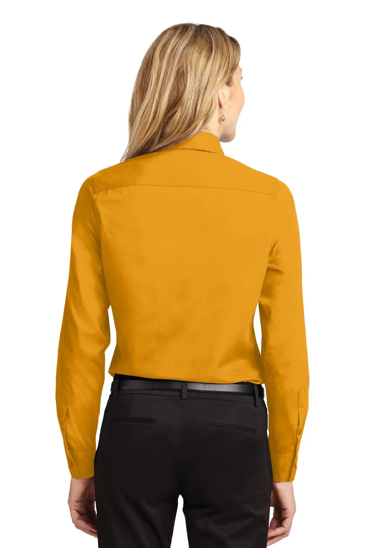 Port Authority L608 Women’s Long Sleeve Easy Care Shirt - Athletic Gold Light Stone