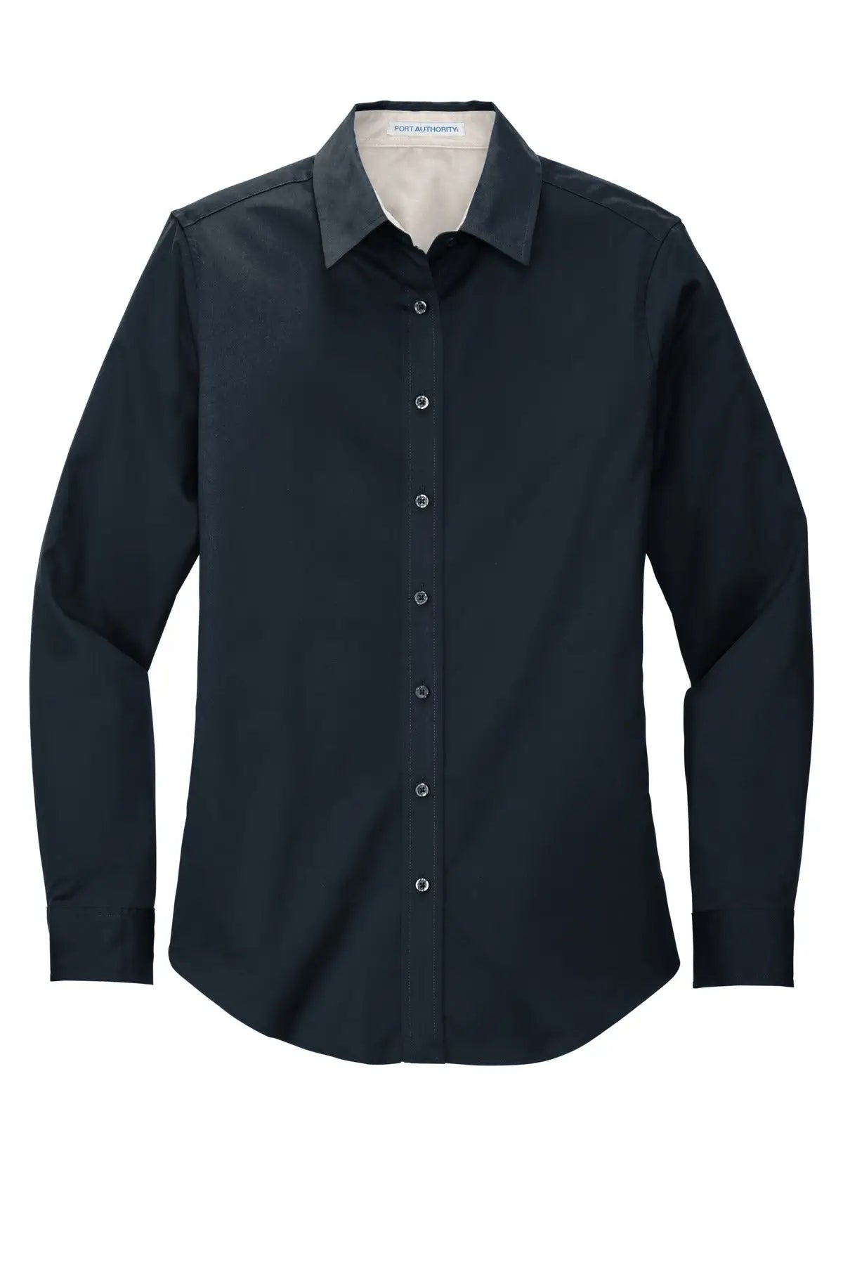 Port Authority L608 Women’s Long Sleeve Easy Care Shirt - Classic Navy Light Stone