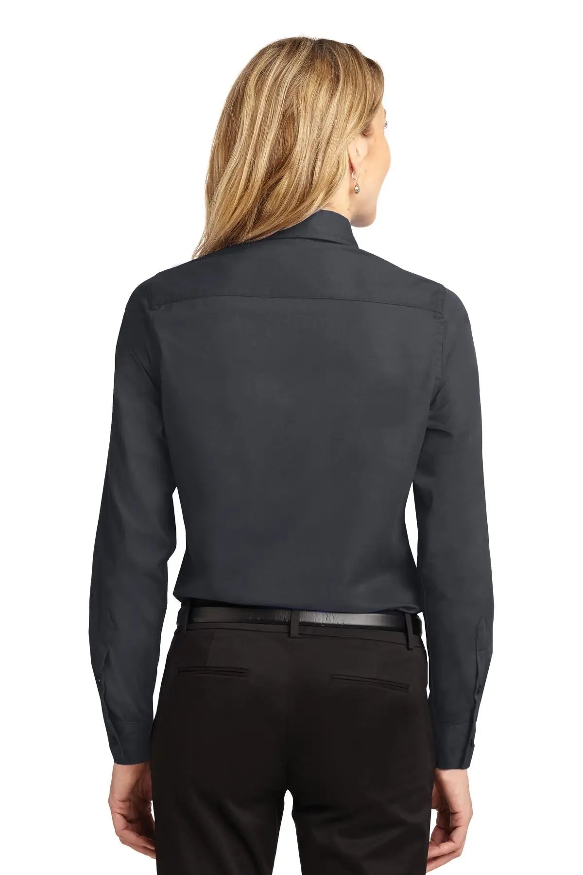 Port Authority L608 Women’s Long Sleeve Easy Care Shirt - Classic Navy Light Stone