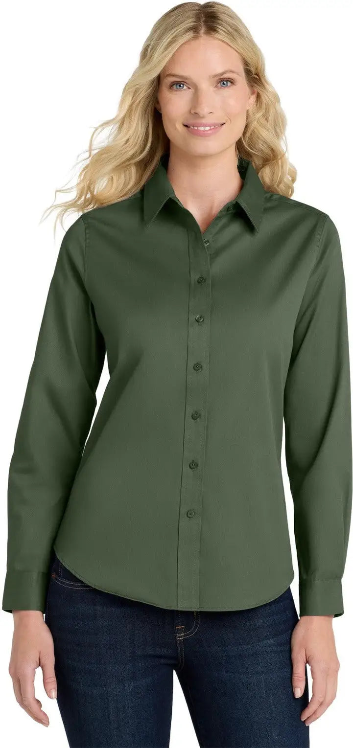 Port Authority L608 Women’s Long Sleeve Easy Care Shirt - Clover Green