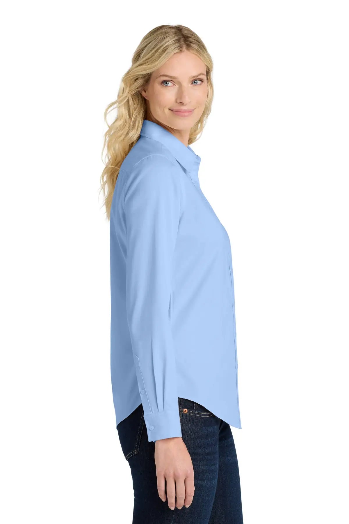 Port Authority L608 Women’s Long Sleeve Easy Care Shirt - Light Blue Stone