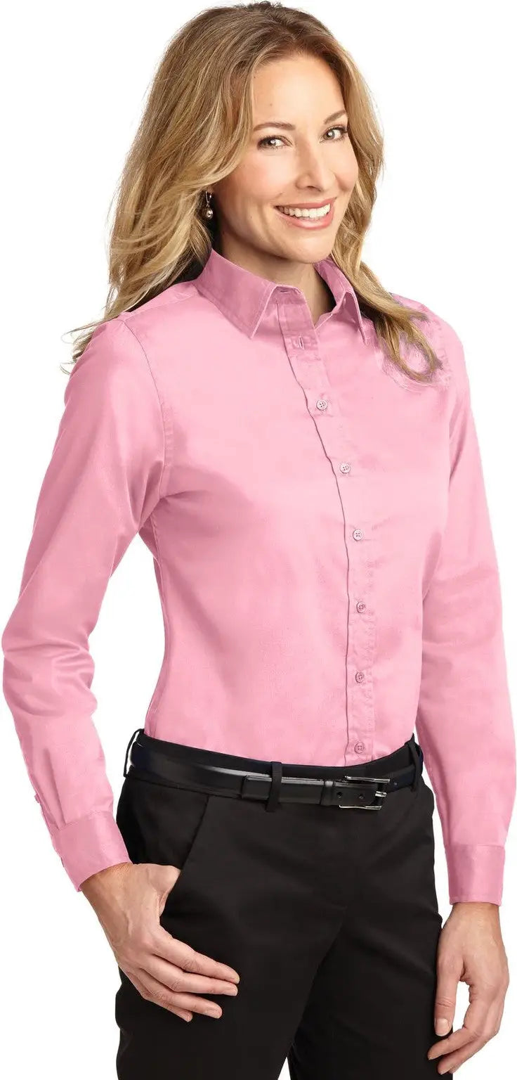 Port Authority L608 Women’s Long Sleeve Easy Care Shirt - Light Pink