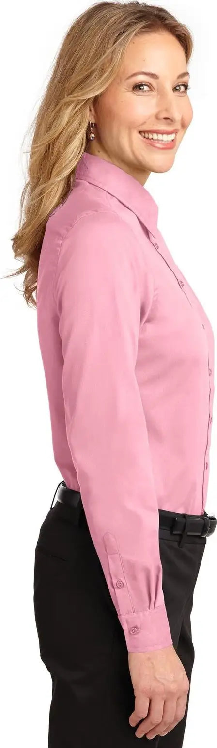 Port Authority L608 Women’s Long Sleeve Easy Care Shirt - Light Pink