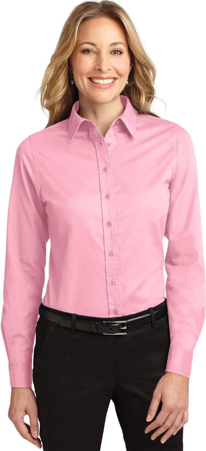 Port Authority L608 Women’s Long Sleeve Easy Care Shirt - Light Pink - Ladies Xs