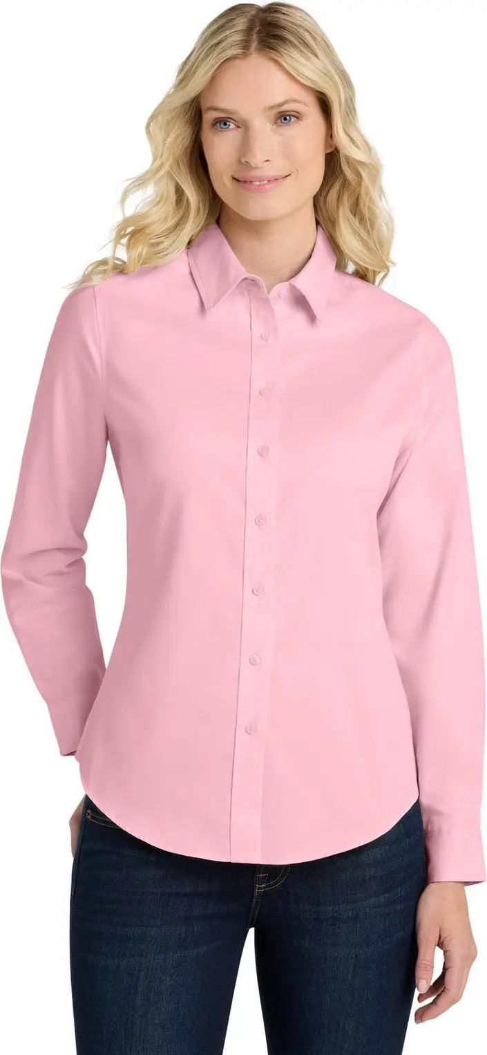 Port Authority L608 Women’s Long Sleeve Easy Care Shirt - Light Pink