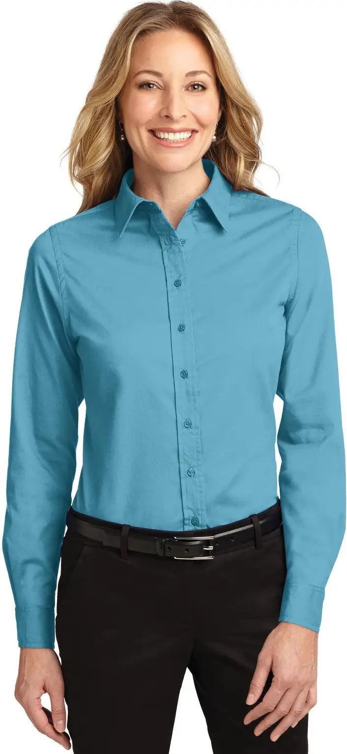 Port Authority L608 Women’s Long Sleeve Easy Care Shirt - Maui Blue - Ladies Xs
