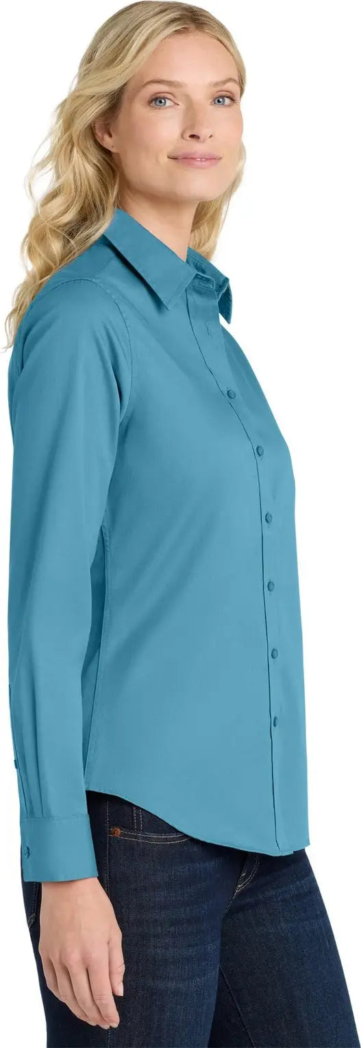 Port Authority L608 Women’s Long Sleeve Easy Care Shirt - Maui Blue