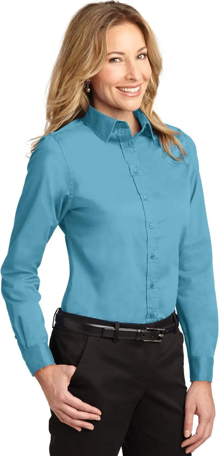 Port Authority L608 Women’s Long Sleeve Easy Care Shirt - Maui Blue