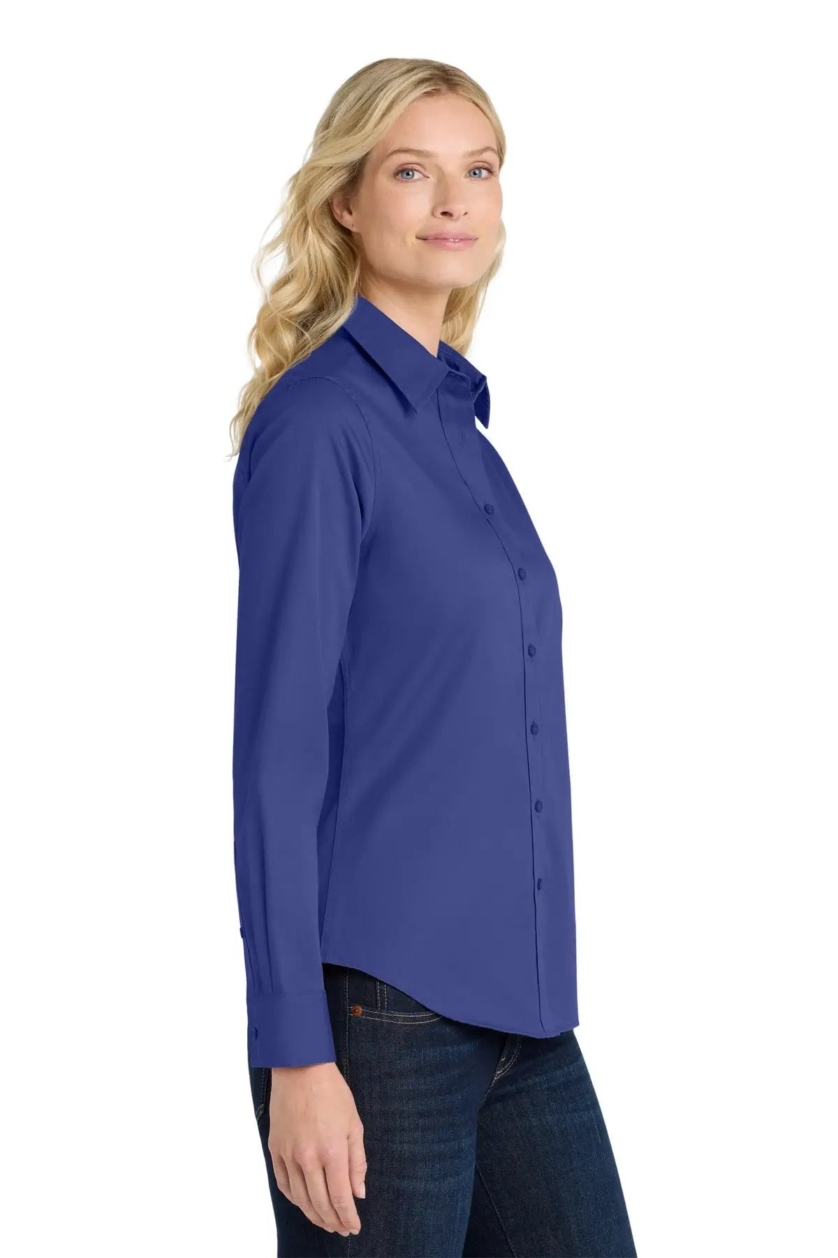 Port Authority L608 Women’s Long Sleeve Easy Care Shirt - Mediterranean Blue