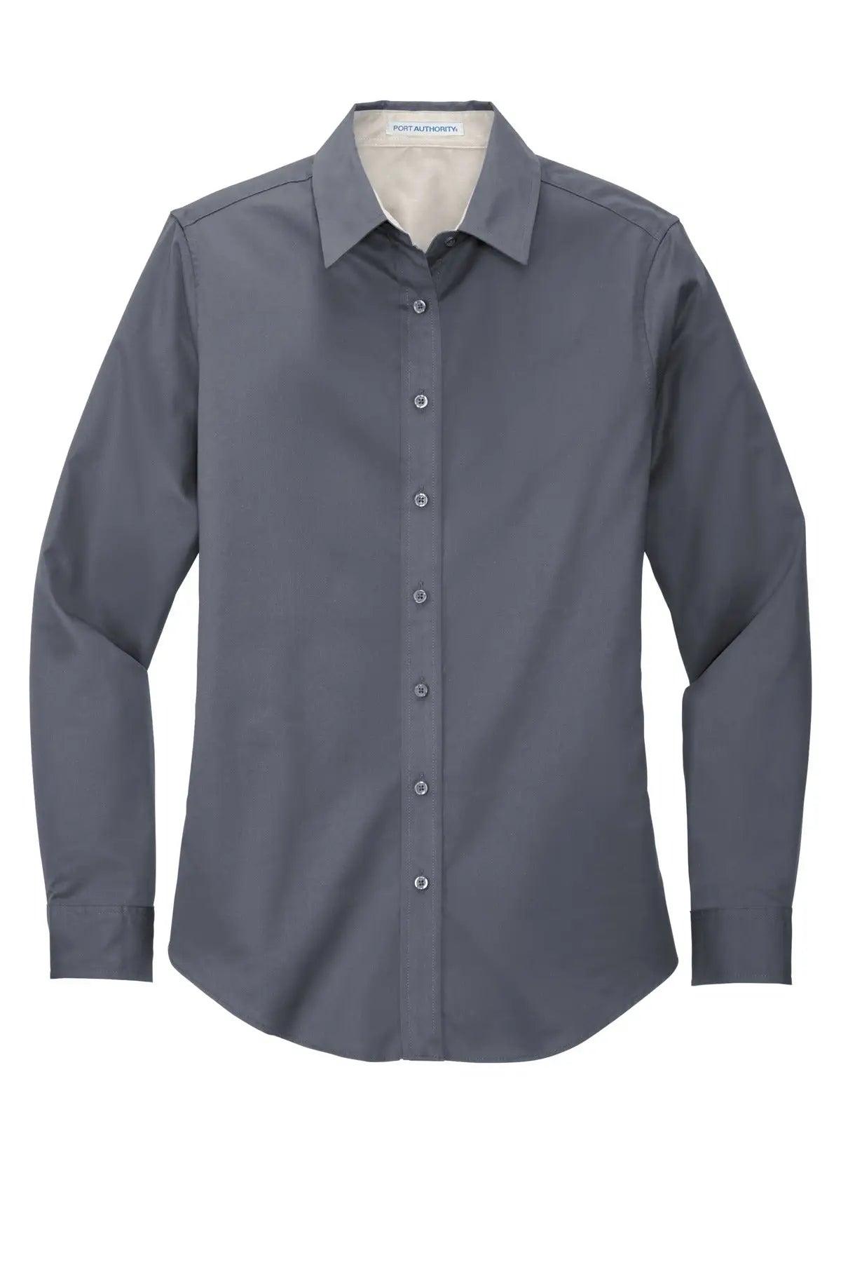 Port Authority L608 Women’s Long Sleeve Easy Care Shirt - Steel Gray Light Stone