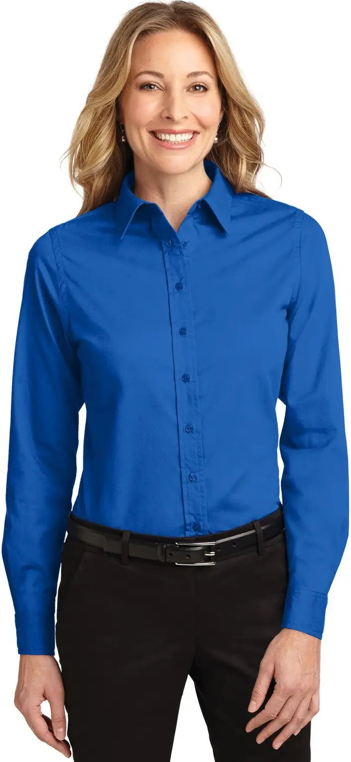 Port Authority L608 Women’s Long Sleeve Easy Care Shirt - Strong Blue - Ladies Xs