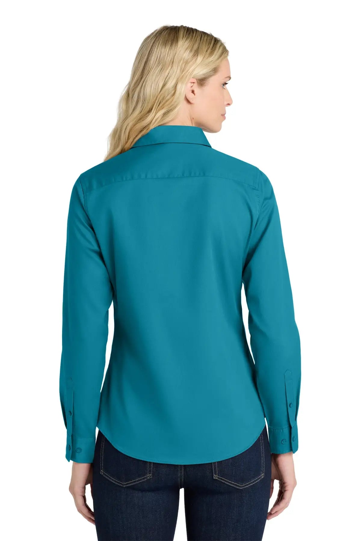 Port Authority L608 Women’s Long Sleeve Easy Care Shirt - Teal Green