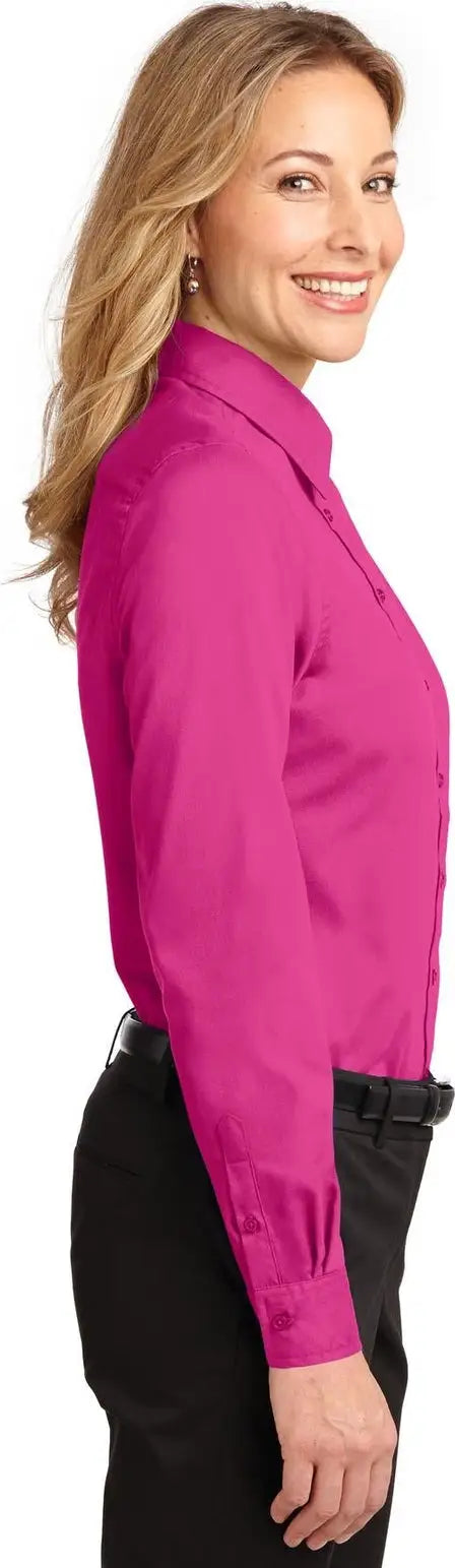 Port Authority L608 Women’s Long Sleeve Easy Care Shirt - Tropical Pink