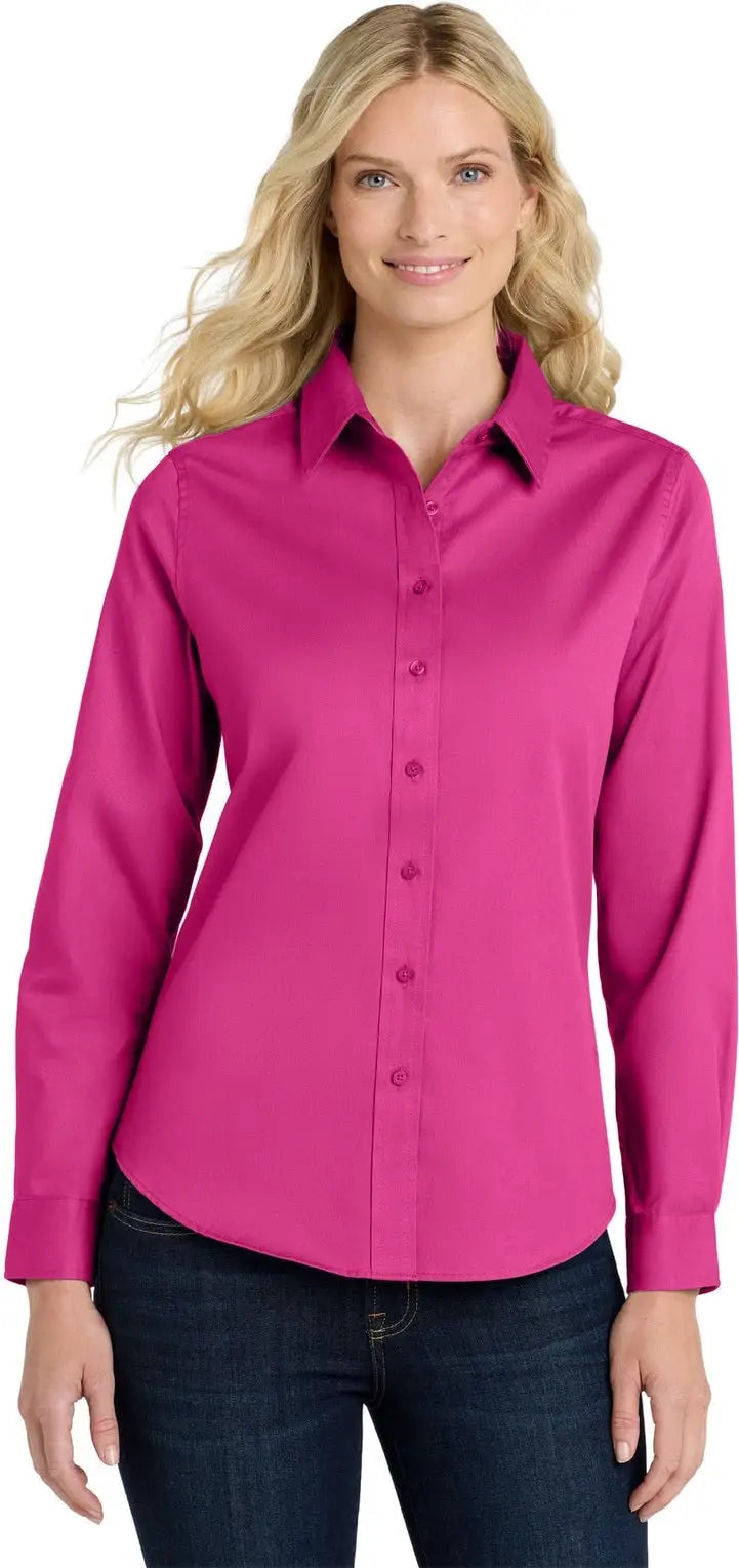 Port Authority L608 Women’s Long Sleeve Easy Care Shirt - Tropical Pink