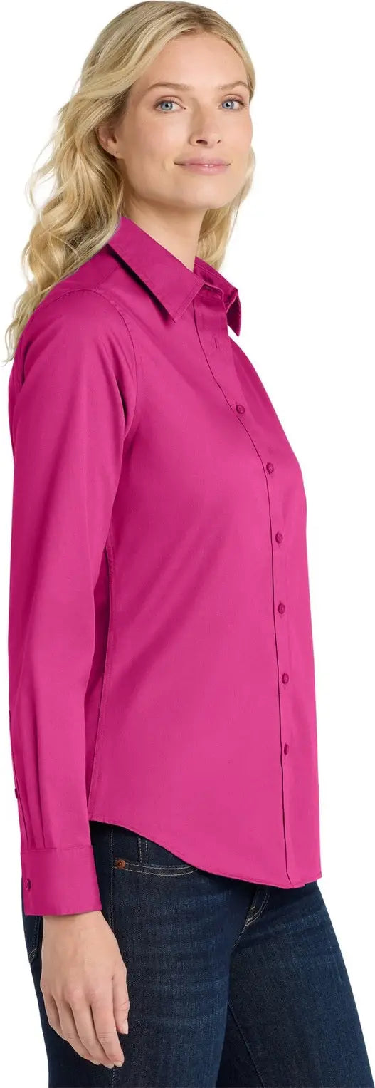 Port Authority L608 Women’s Long Sleeve Easy Care Shirt - Tropical Pink