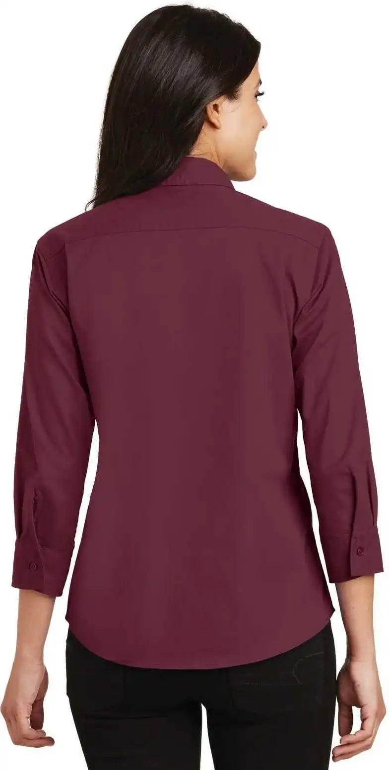 Port Authority L612 Ladies 3/4 Sleeve Easy Care Shirt Burgundy
