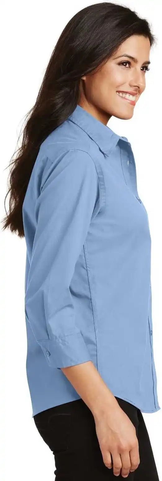 Port Authority L612 Ladies 3/4 Sleeve Easy Care Shirt Light Blue