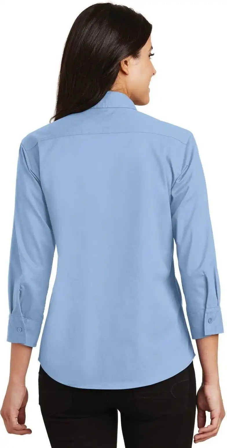 Port Authority L612 Ladies 3/4 Sleeve Easy Care Shirt Light Blue