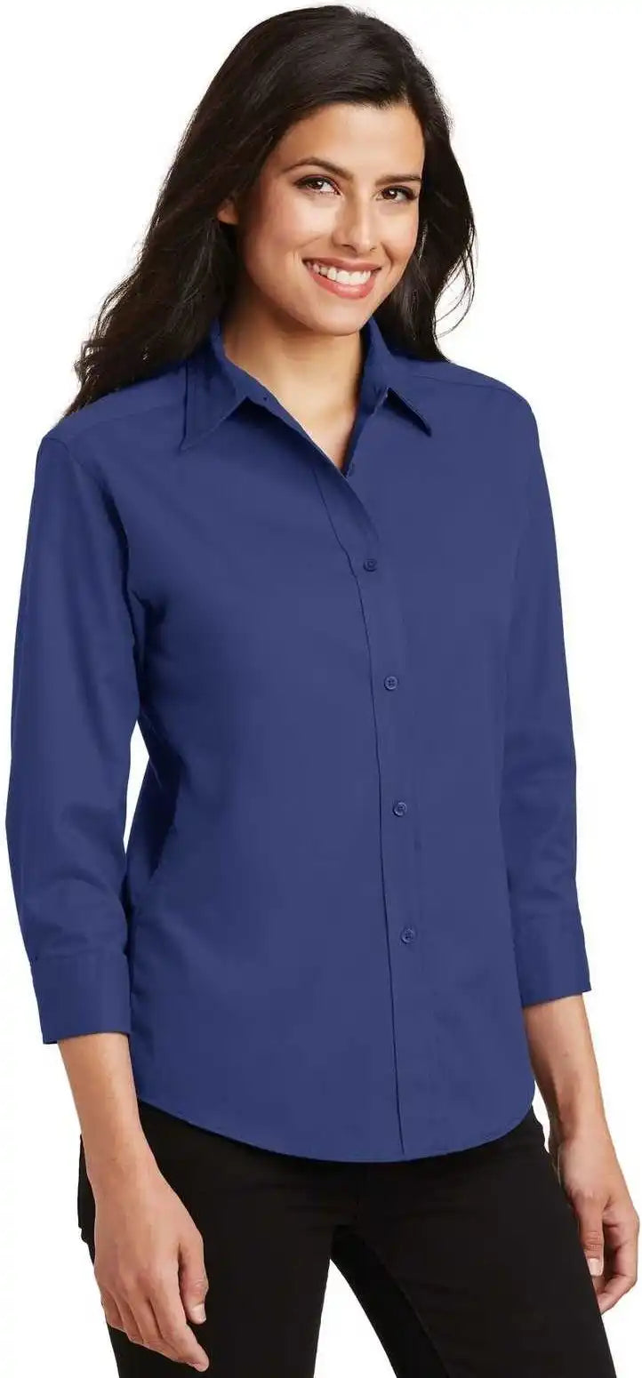 Port Authority L612 Ladies 3/4 Sleeve Easy Care Shirt Mediterranean Blue