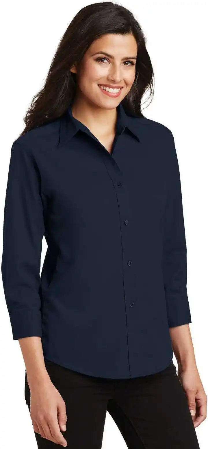 Port Authority L612 Ladies 3/4 Sleeve Easy Care Shirt Navy