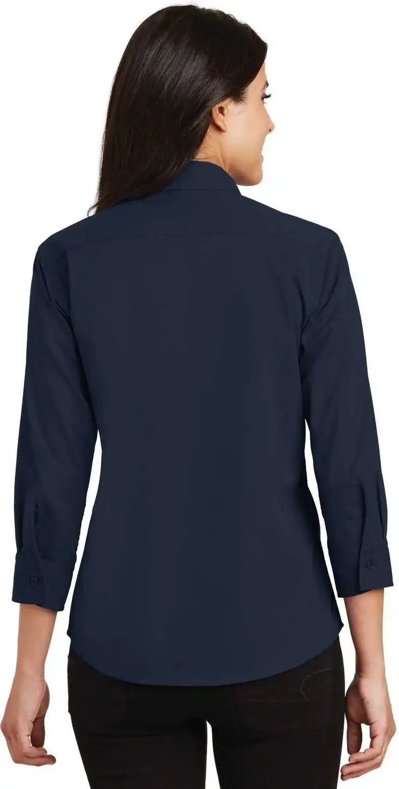 Port Authority L612 Ladies 3/4 Sleeve Easy Care Shirt Navy
