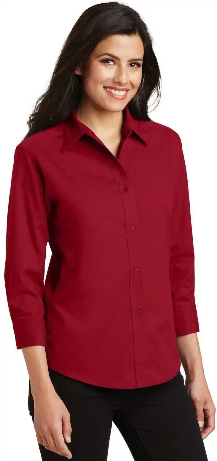 Port Authority L612 Ladies 3/4 Sleeve Easy Care Shirt Red