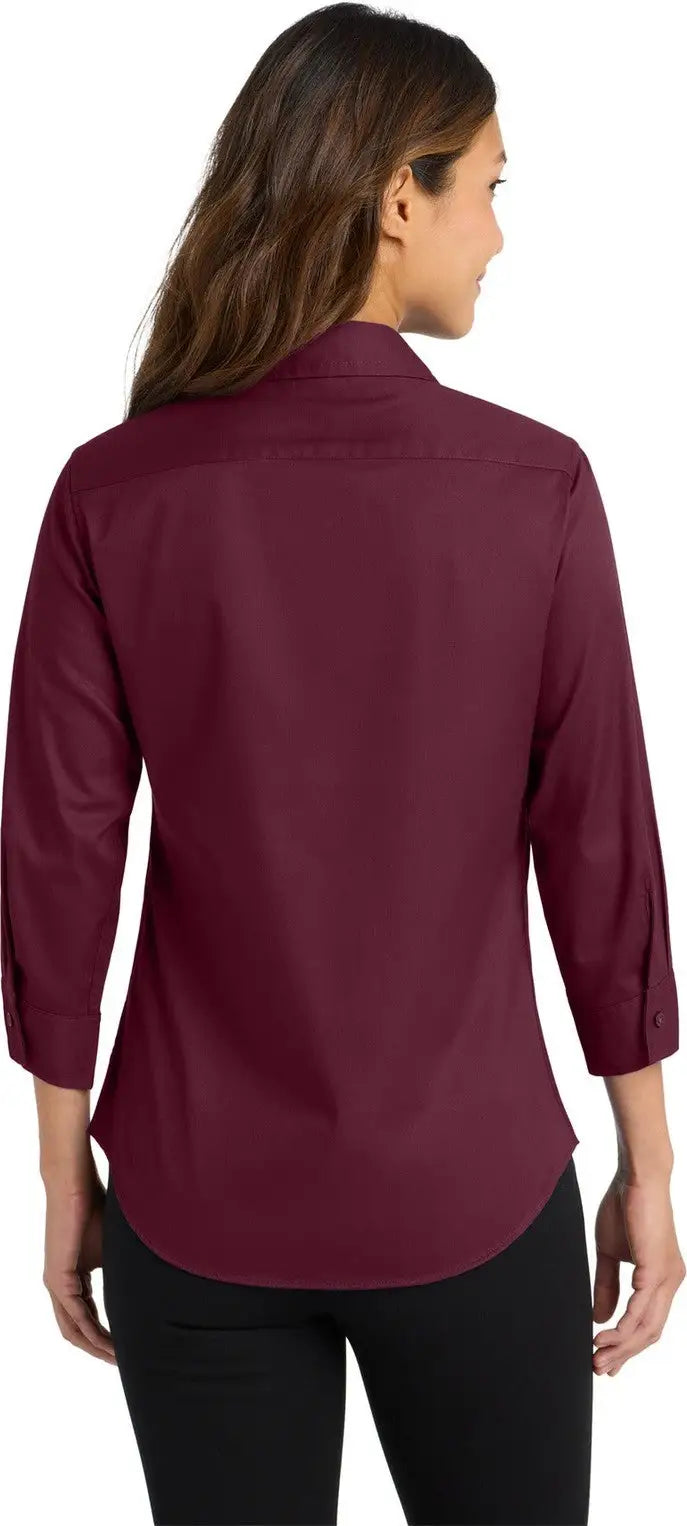 Port Authority L612 Women’s 3/4-sleeve Easy Care Shirt - Burgundy