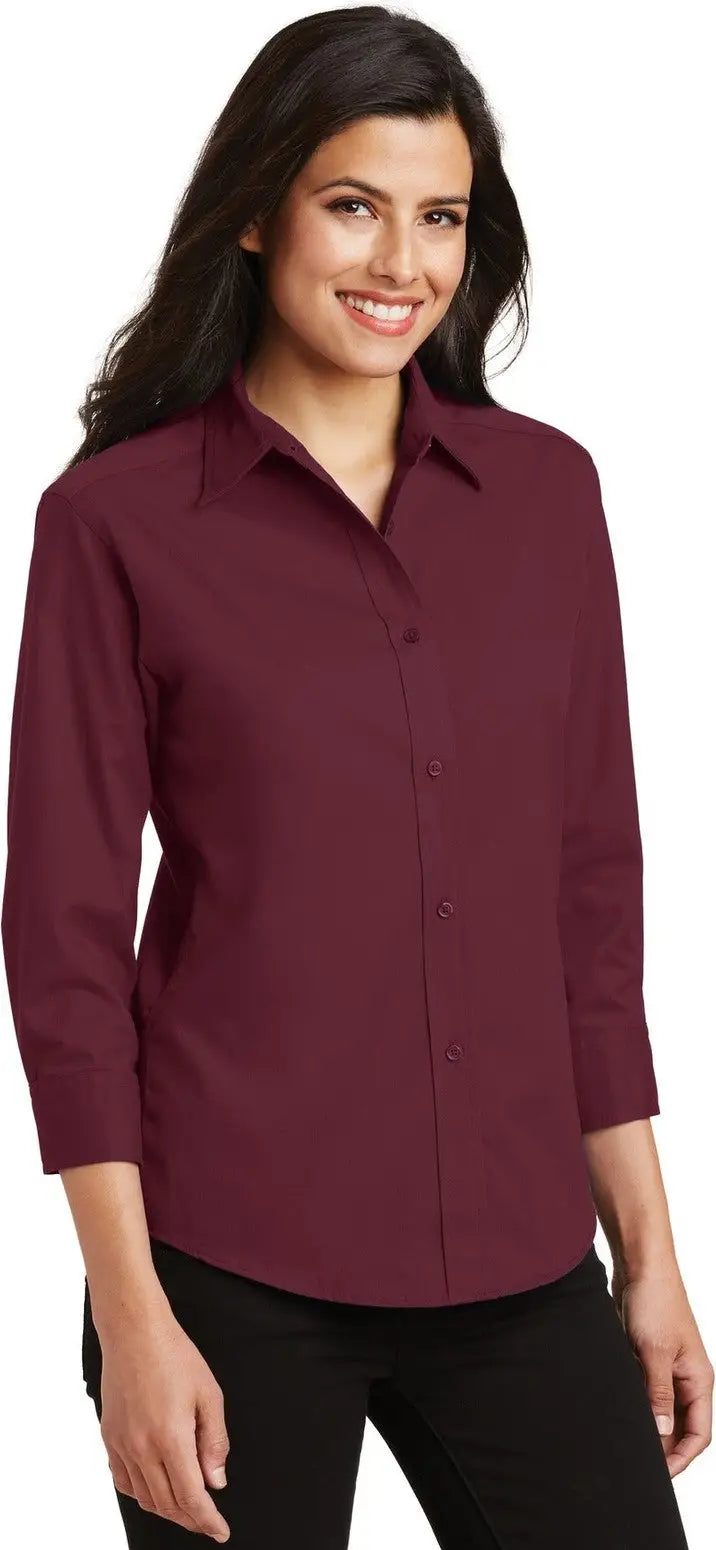 Port Authority L612 Women’s 3/4-sleeve Easy Care Shirt - Burgundy