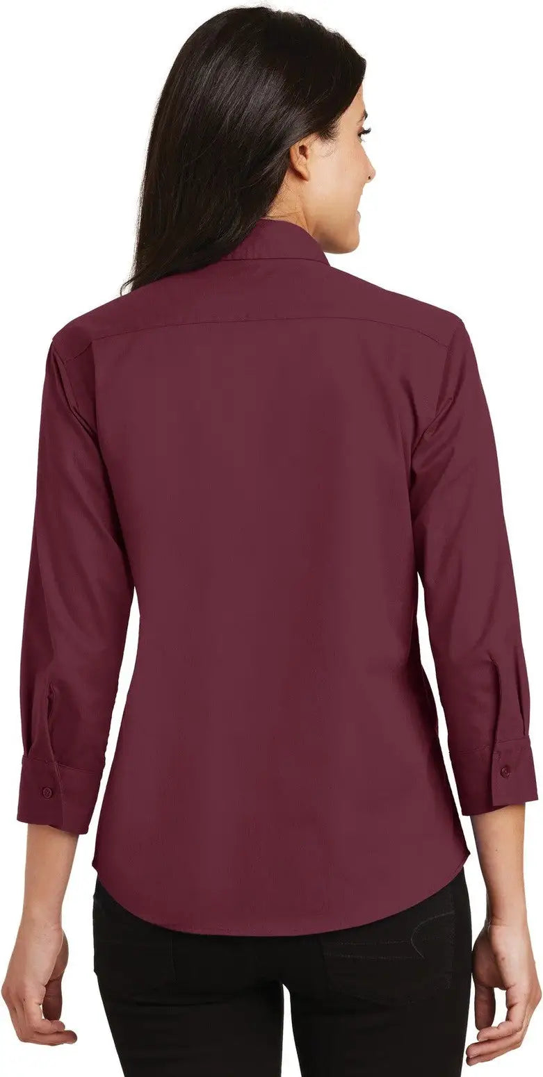 Port Authority L612 Women’s 3/4-sleeve Easy Care Shirt - Burgundy