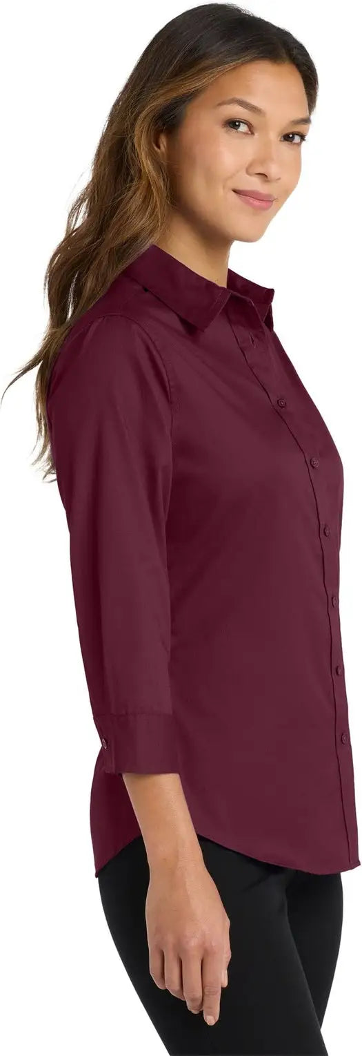 Port Authority L612 Women’s 3/4-sleeve Easy Care Shirt - Burgundy