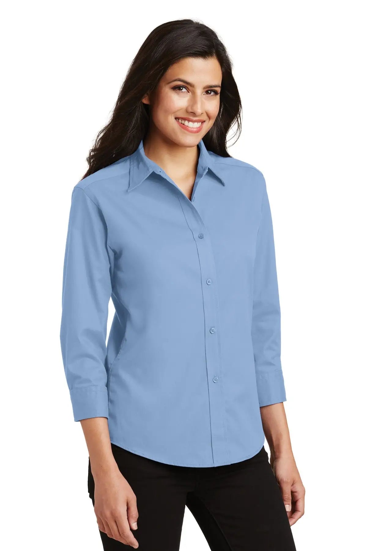 Port Authority L612 Women’s 3/4-sleeve Easy Care Shirt - Light Blue