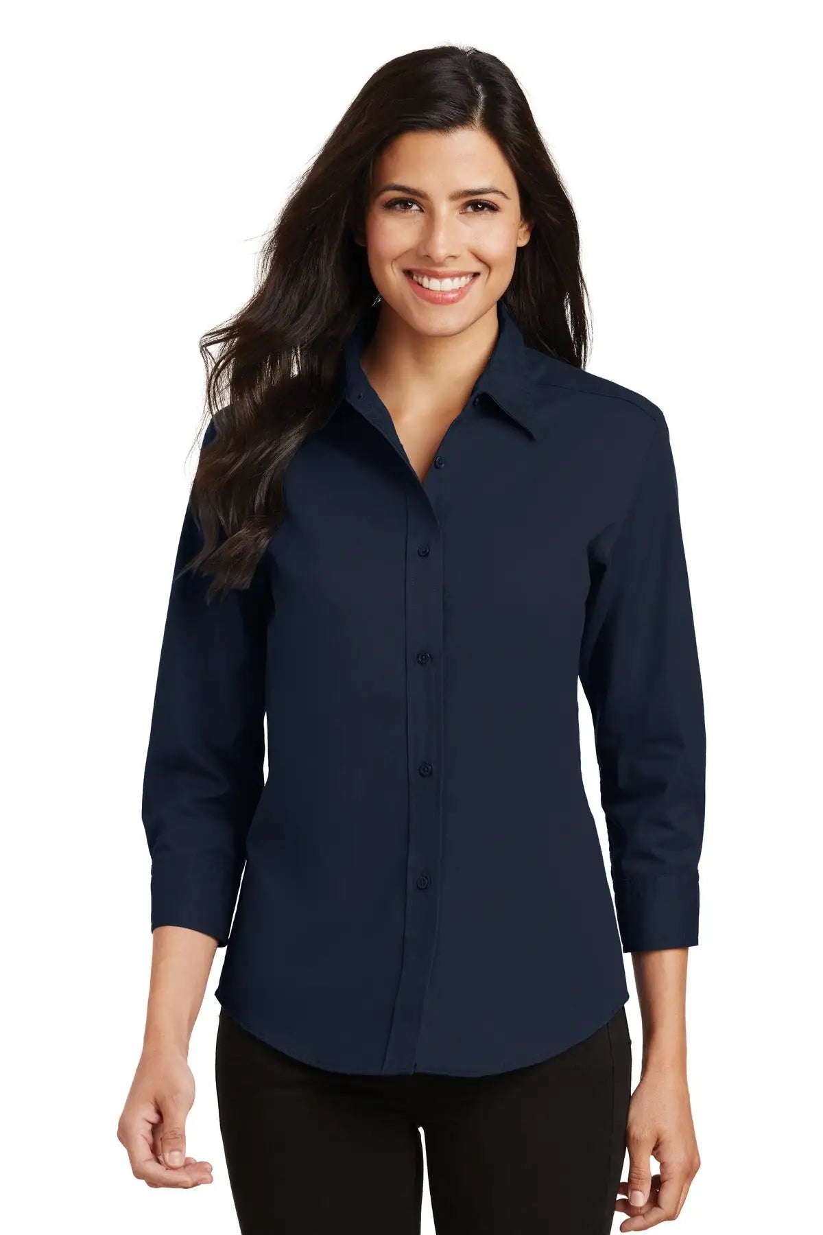 Port Authority L612 Women’s 3/4-sleeve Easy Care Shirt - Navy