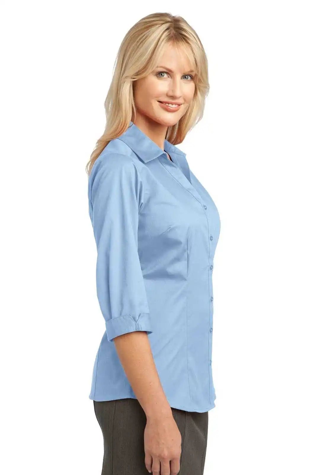 Port Authority L6290 Improved Ladies 3/4-sleeve Blouse - Light Blue