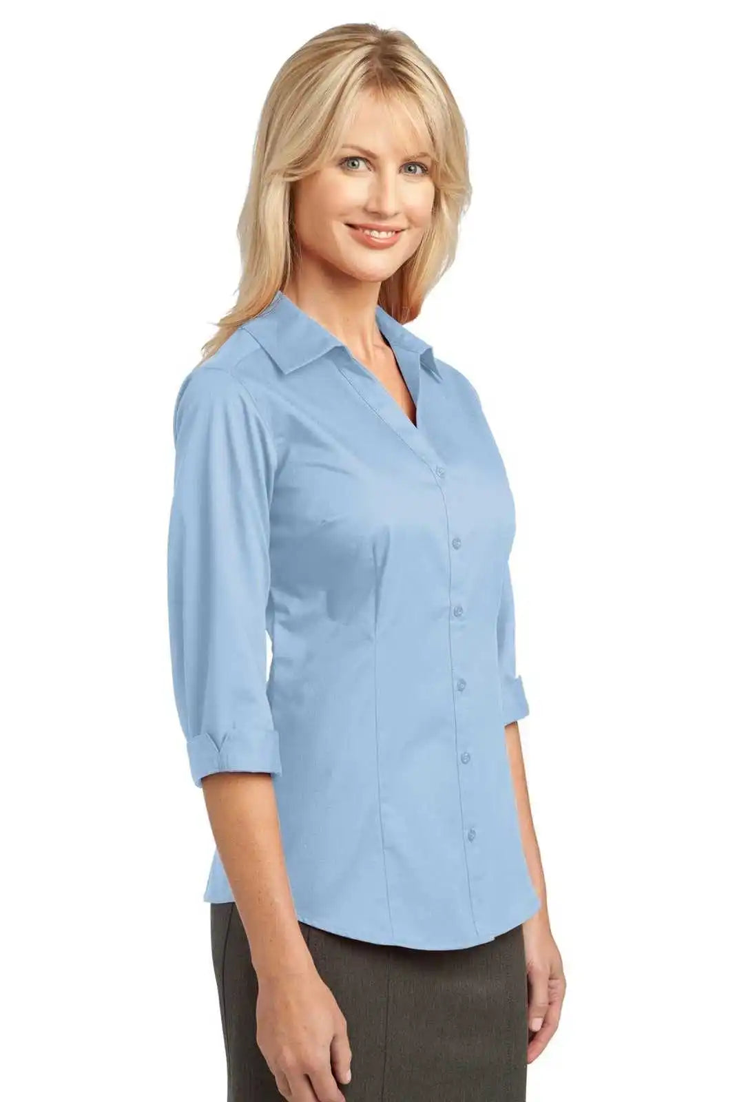 Port Authority L6290 Improved Ladies 3/4-sleeve Blouse - Light Blue