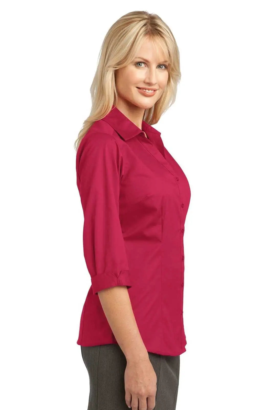 Port Authority L6290 Improved Ladies 3/4-sleeve Blouse - Raspberry Pink
