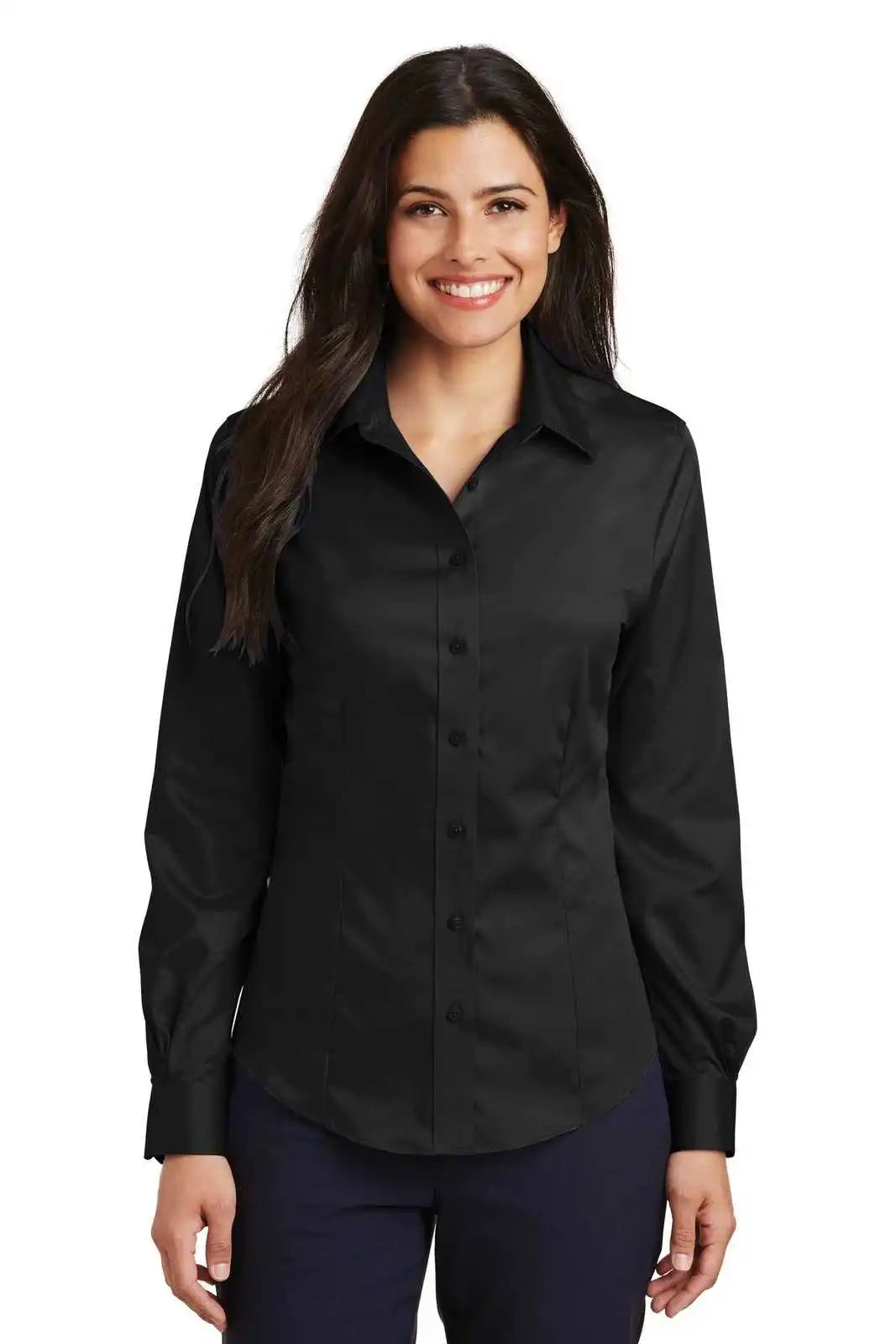 Port Authority L638 Ladies Non-iron Twill Shirt - Black
