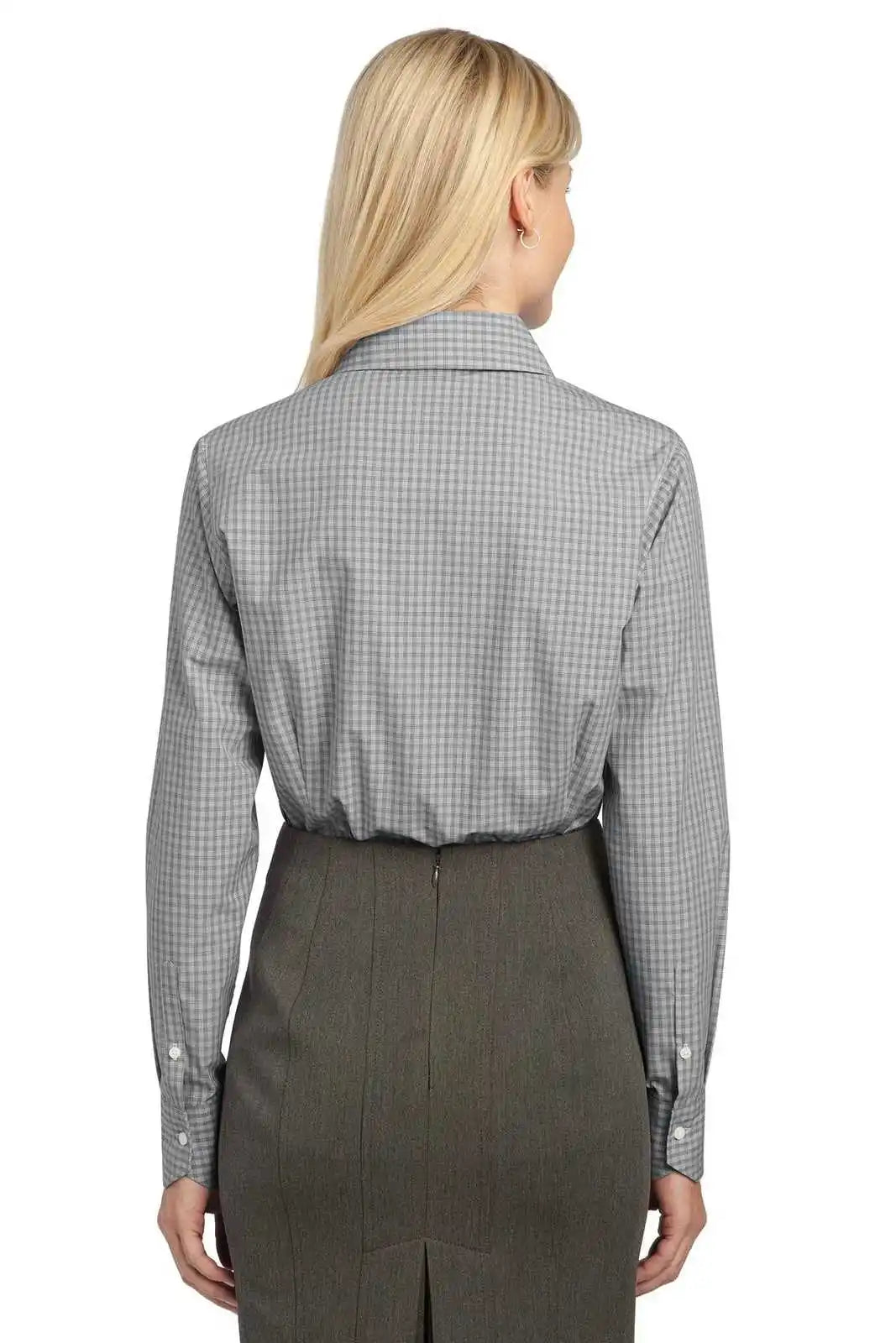 Port Authority L639 Ladies Plaid Pattern Easy Care Shirt - Charcoal