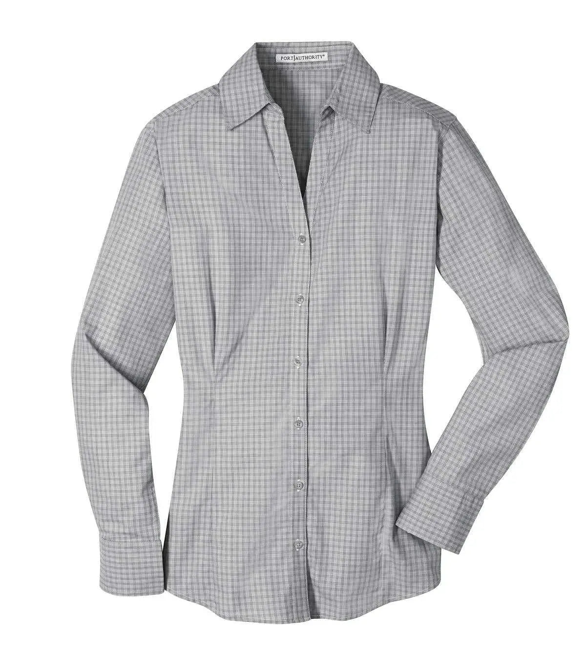 Port Authority L639 Ladies Plaid Pattern Easy Care Shirt - Charcoal