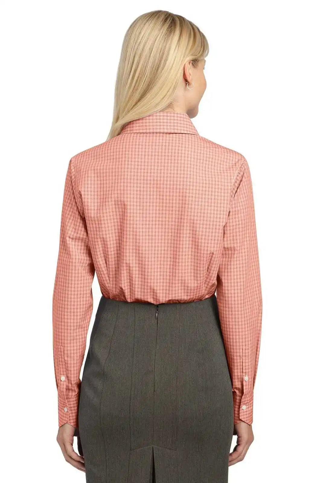 Port Authority L639 Ladies Plaid Pattern Easy Care Shirt - Orange