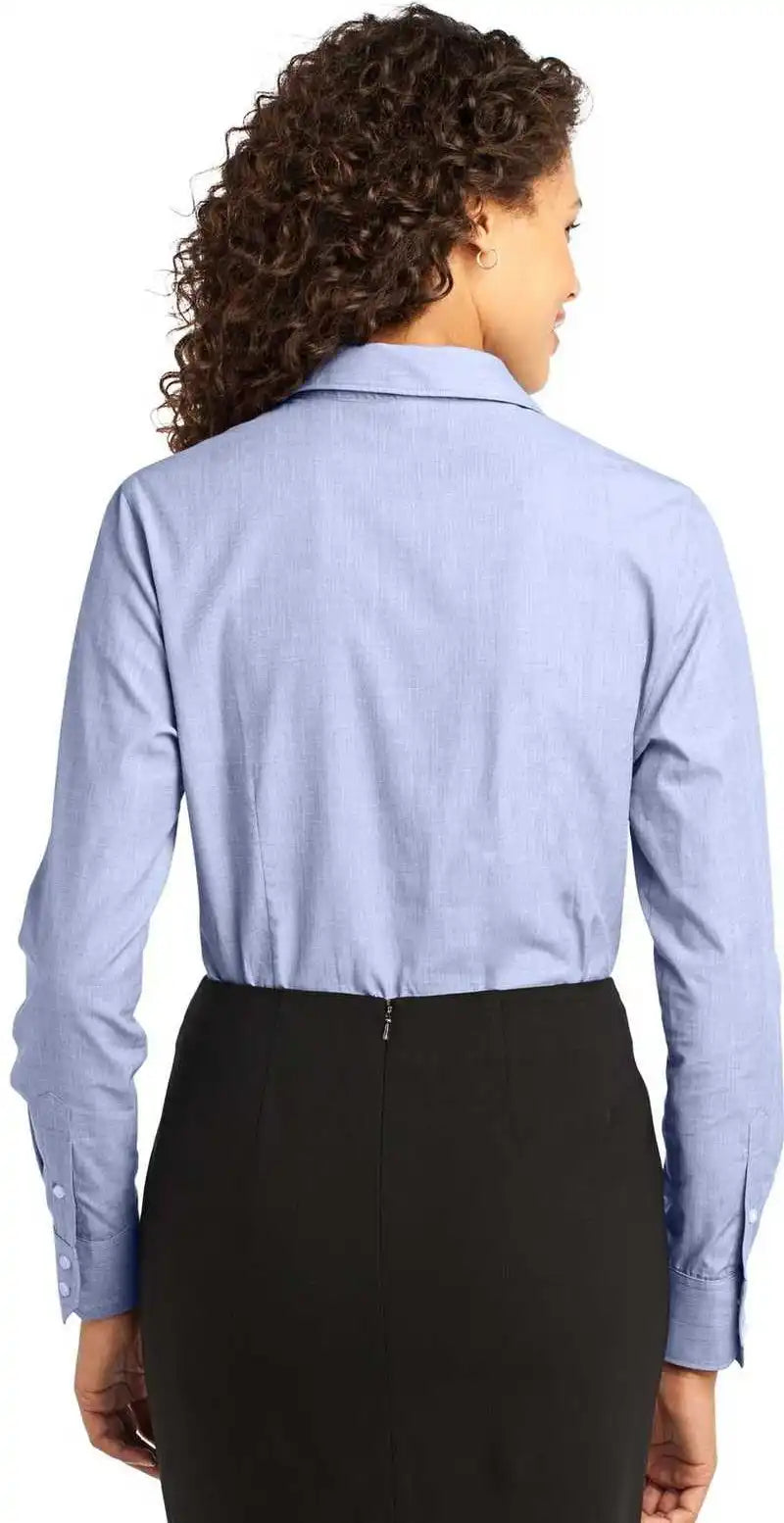 Port Authority L640 Ladies Crosshatch Easy Care Shirt Chambray Blue