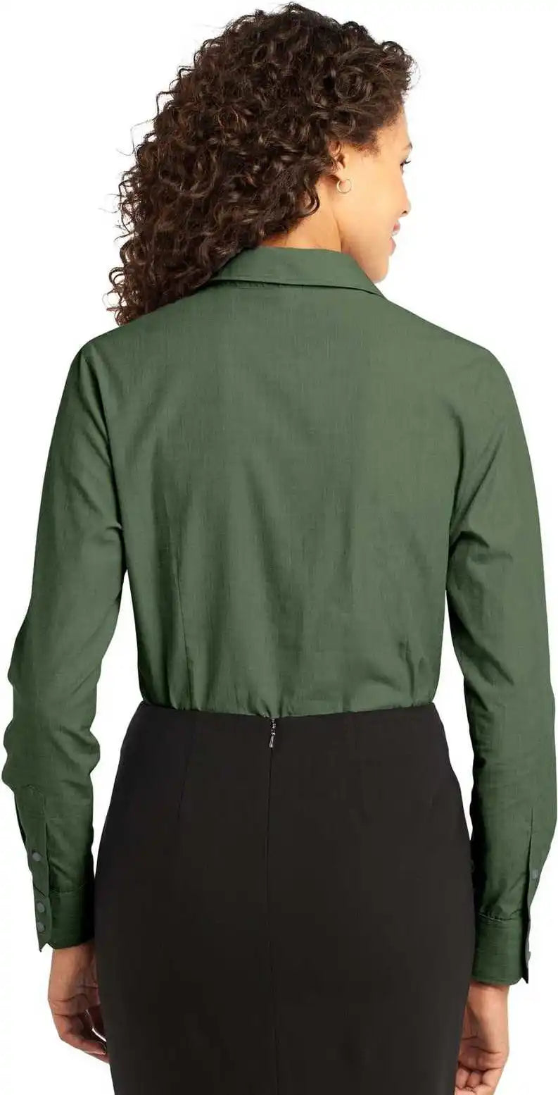 Port Authority L640 Ladies Crosshatch Easy Care Shirt - Dark Cactus Green