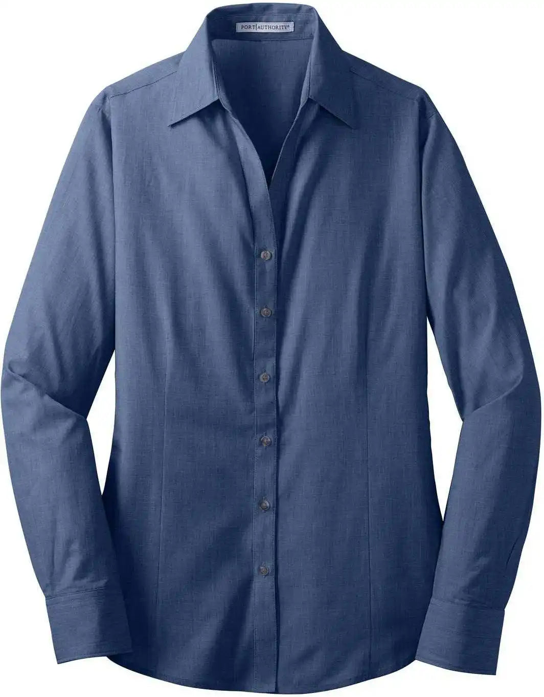 Port Authority L640 Ladies Crosshatch Easy Care Shirt Deep Blue
