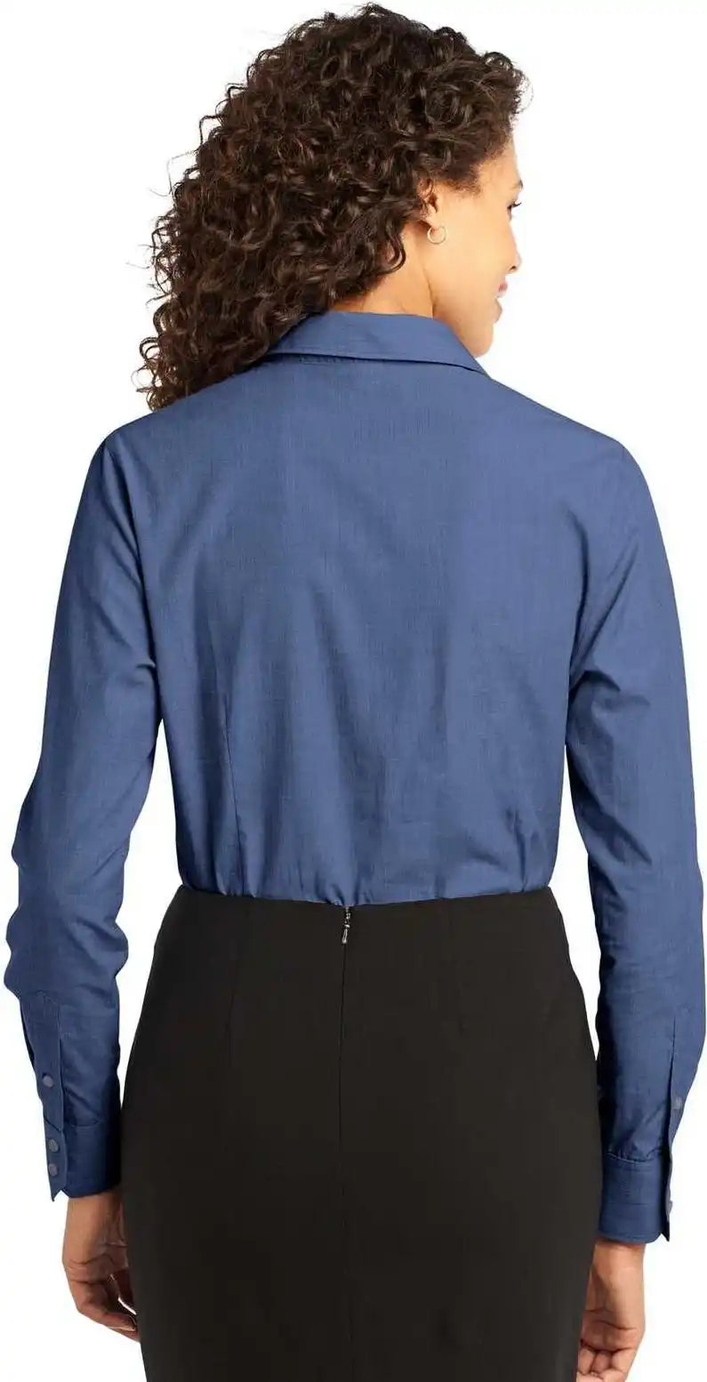Port Authority L640 Ladies Crosshatch Easy Care Shirt Deep Blue