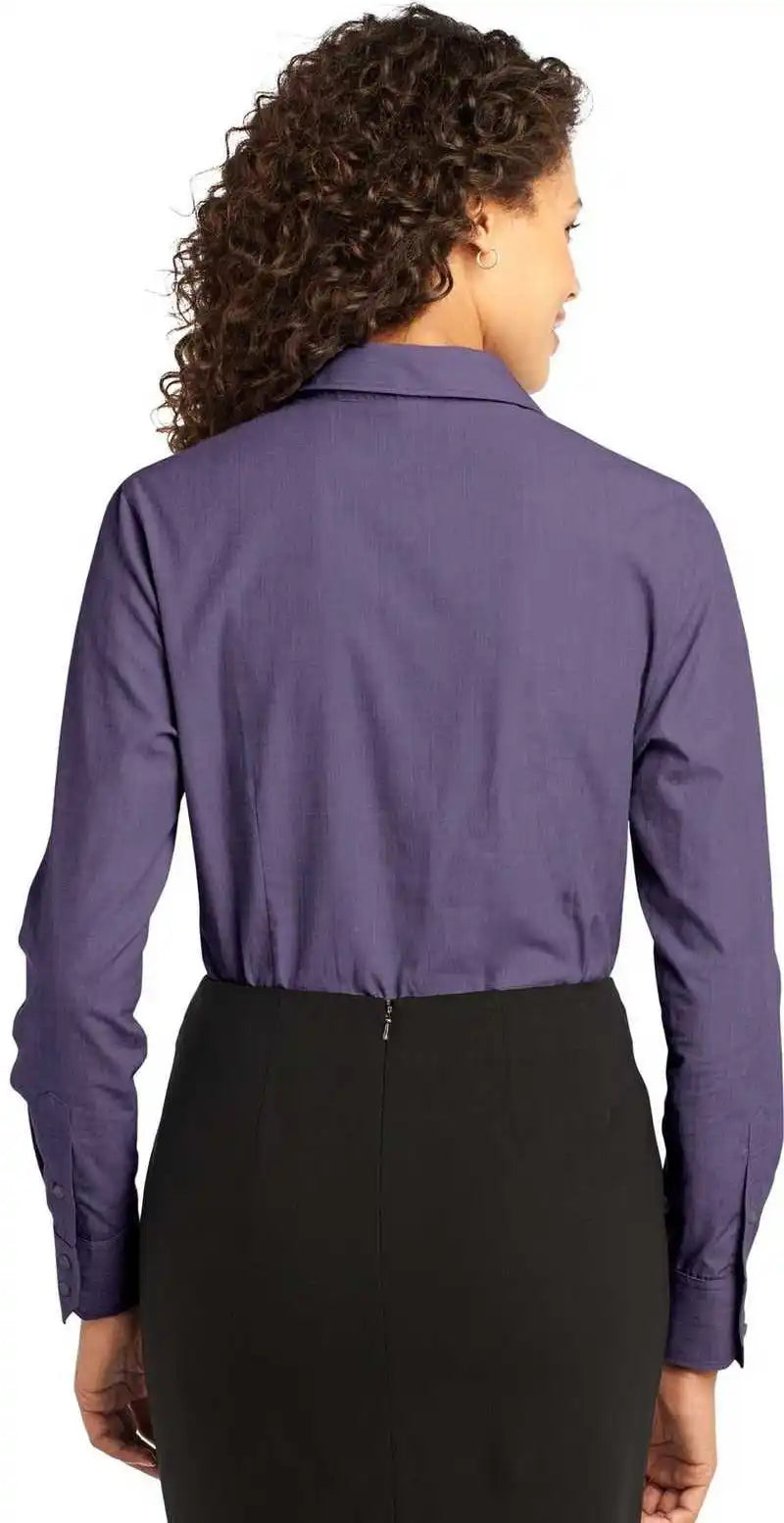 Port Authority L640 Ladies Crosshatch Easy Care Shirt - Grape Harvest