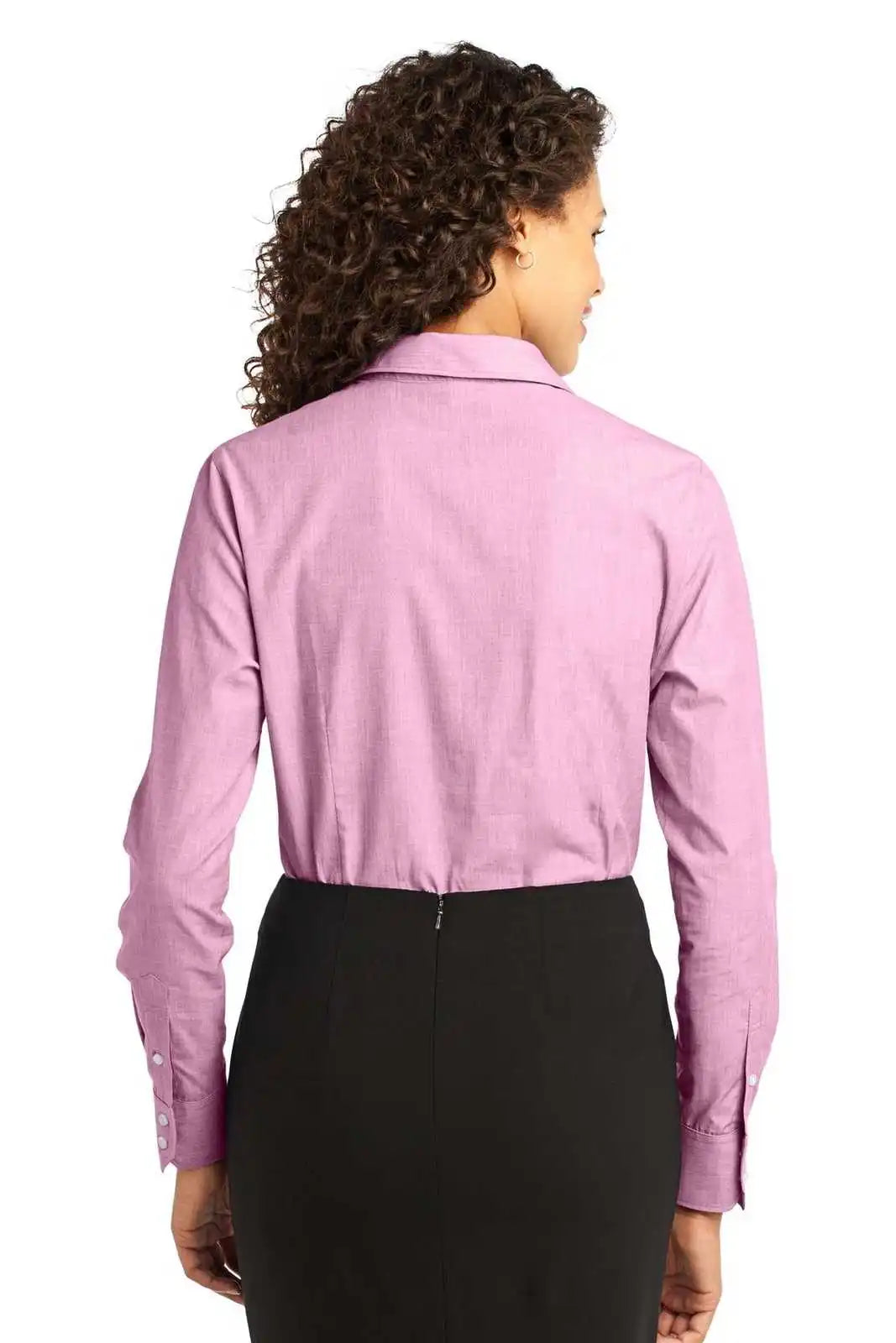 Port Authority L640 Ladies Crosshatch Easy Care Shirt - Pink Orchid